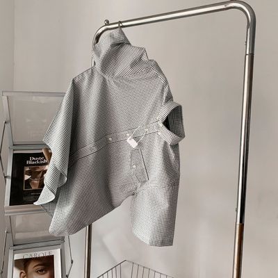 寬鬆短袖格紋襯衫線上