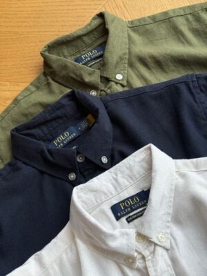 男女同款襯衫：Ralph Lauren 棉麻短袖，黑色白色經典款實拍