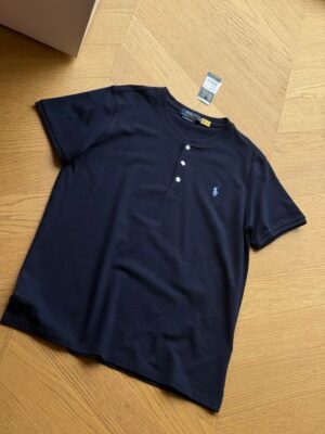 男士美式復古亨利領 Polo 網眼 T 恤
