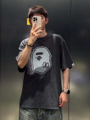 經典猿人系列短袖 全件水洗磨白做舊上衣