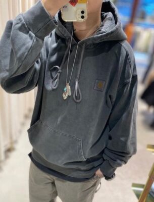 明星同款 Carhartt Wip 帽衫，成衣水洗做舊復古穿搭