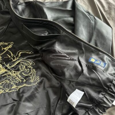 美式街頭五道杠連帽皮衣 寬松落肩版型