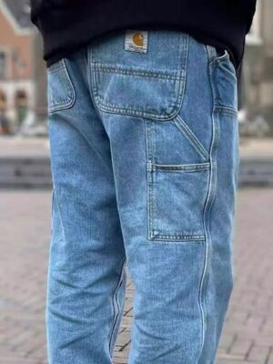 Carhartt 男女同款 13.5oz 純棉雙膝牛仔褲