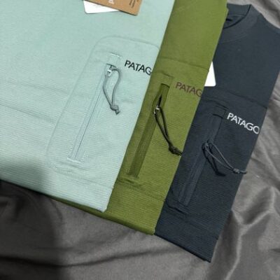 Patagonia 長袖實拍 三件三色戶外 T 恤擺拍