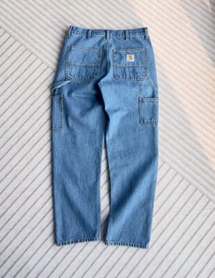 Carhartt 淺藍牛仔伐木褲 重工三層走線工裝褲